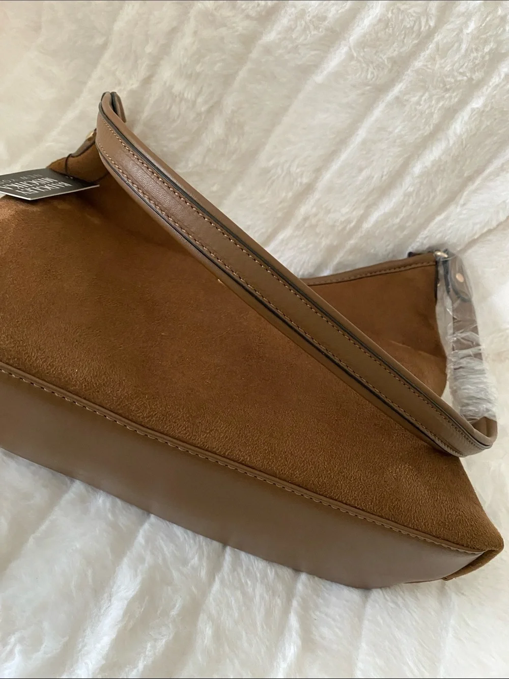 Badgley Mischka New York Brown Microsuede Hobo Shoulder Bag